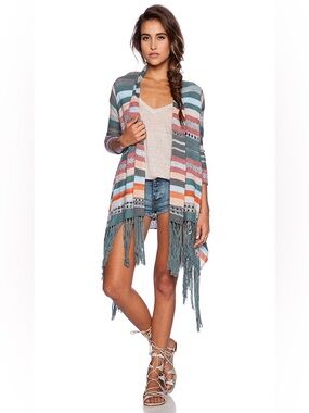 Revolve GODDIS Fern Fringe Cardigan in Coral Springs Medium / Large